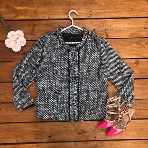 Notations Black Tweed Full Zip Blazer Size Large